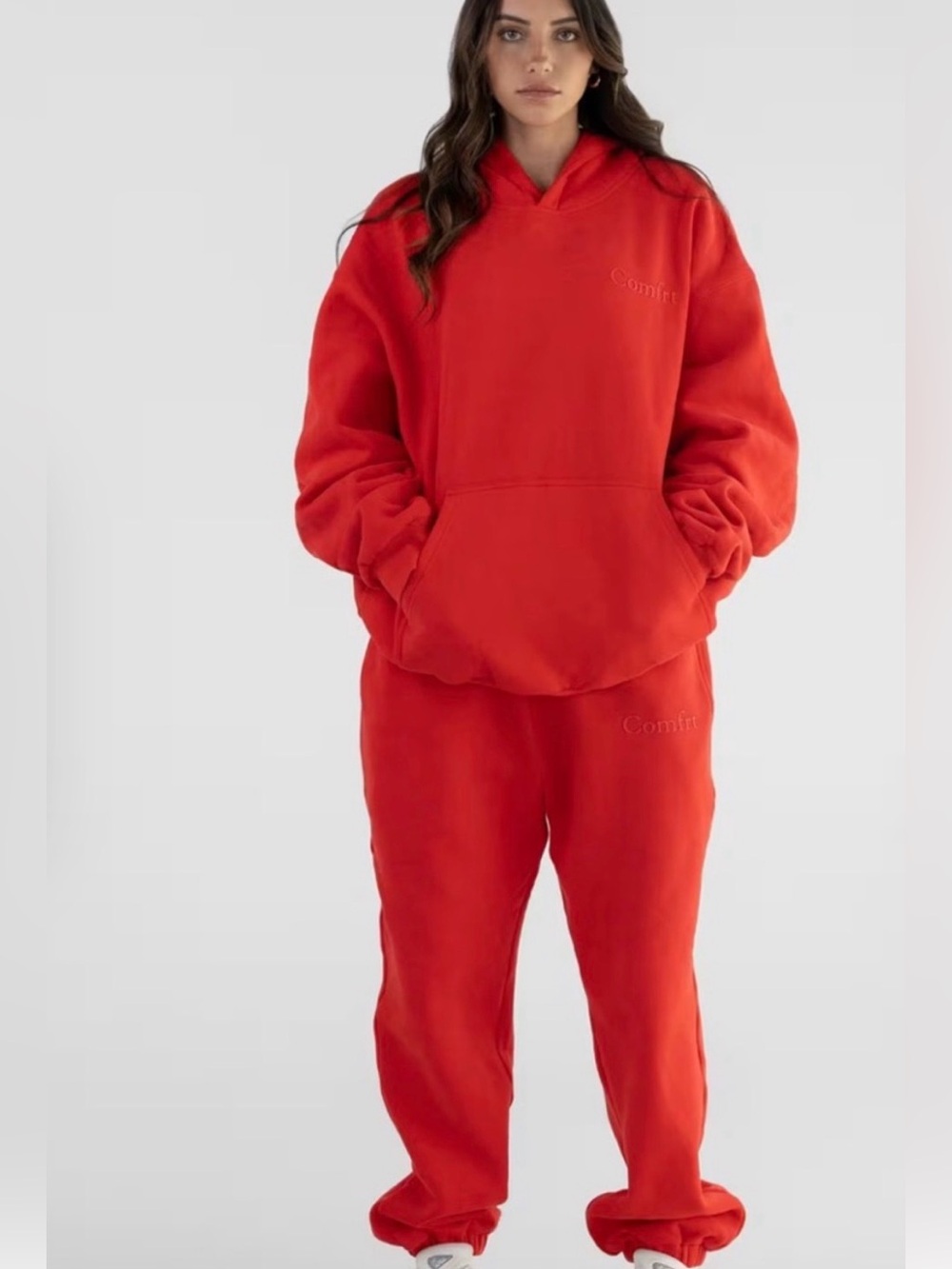 Comfrt Red unisex Hoodie & Sweatpants Set *LIKE NEW WORN TWICE” cross posted!